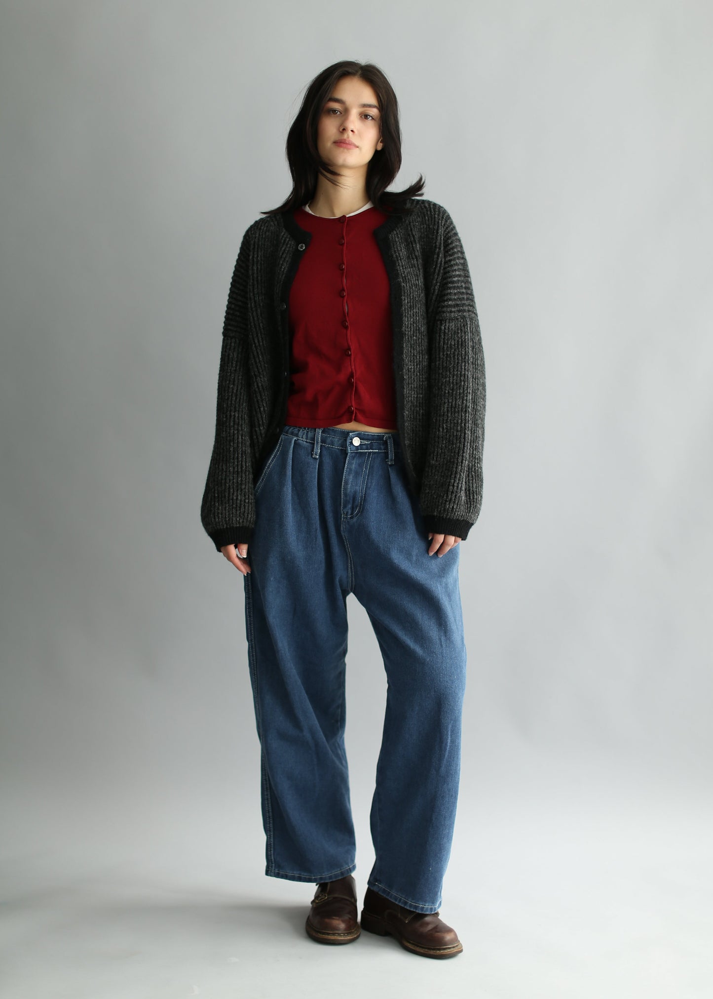 cardigan ample bicolore