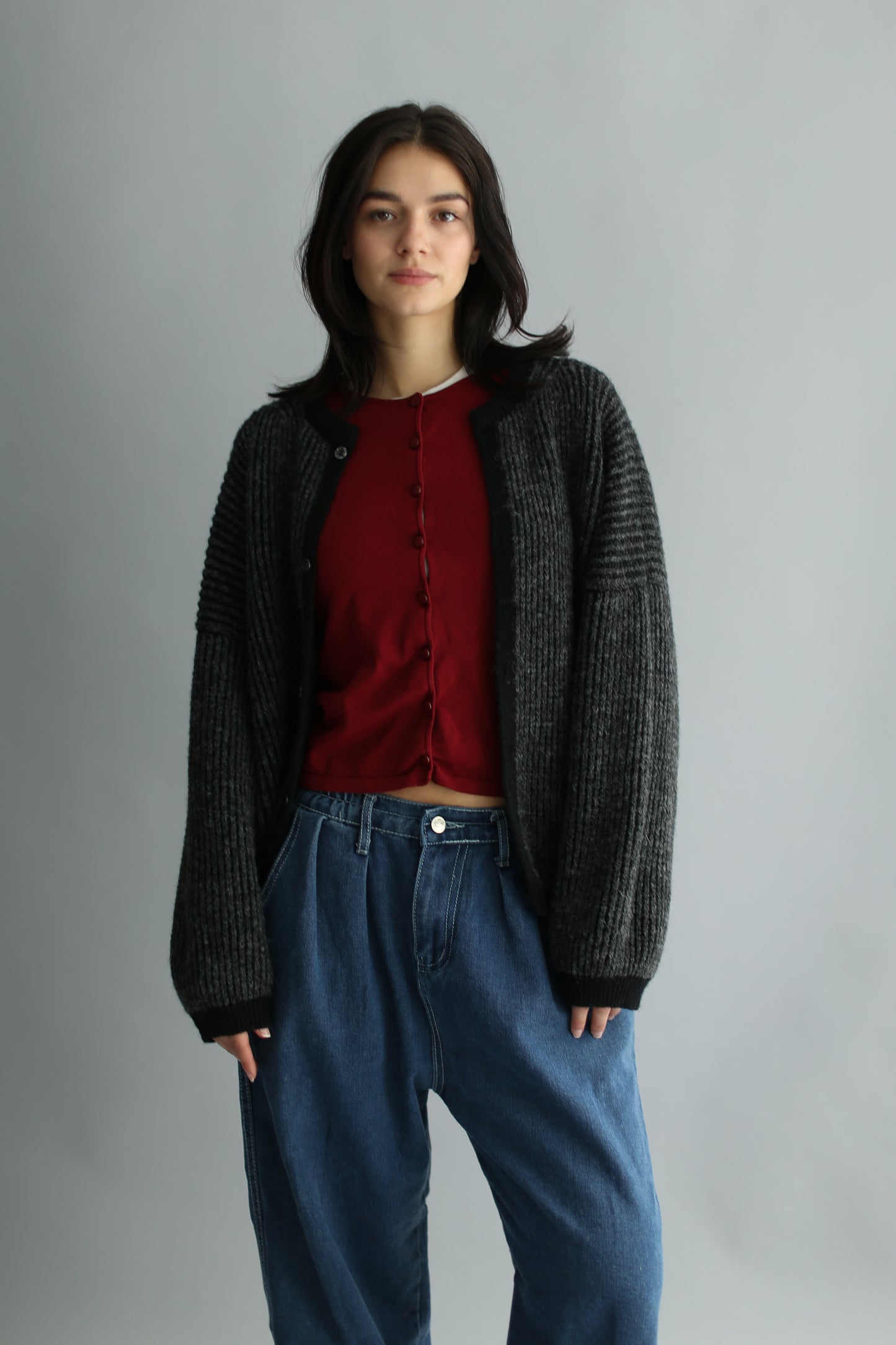 cardigan ample bicolore