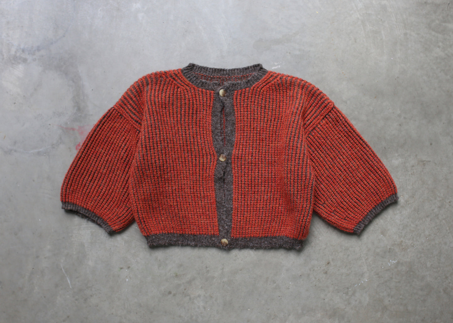 reversible oversize cardigan (red and grey)