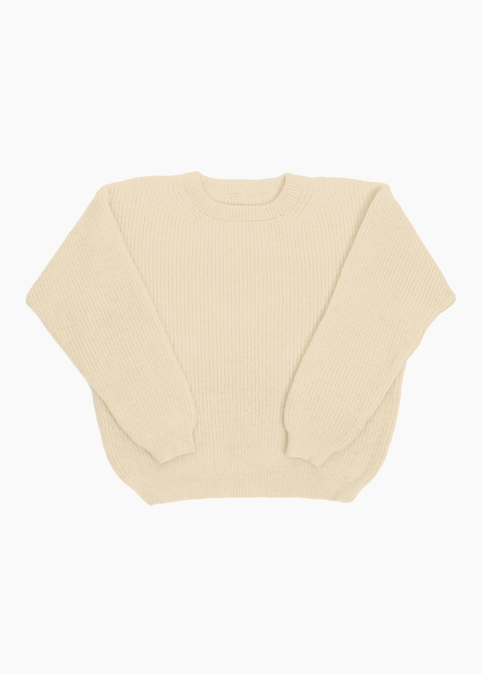 Still life of the off-white Beaurivage sweater, handcrafted from Canadian wool, from Beaurivage farm