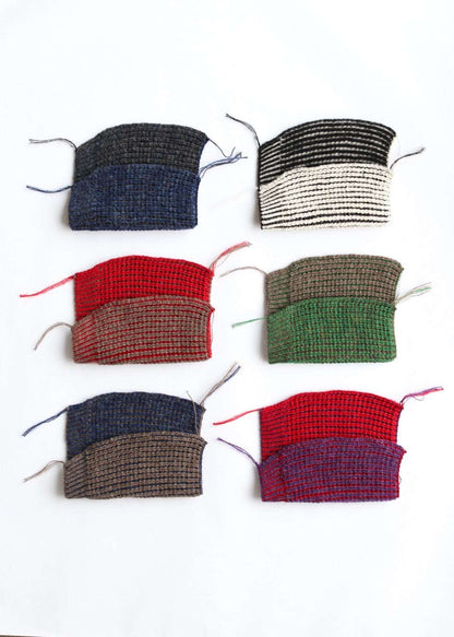 Swatches of bicolor alpaca knit