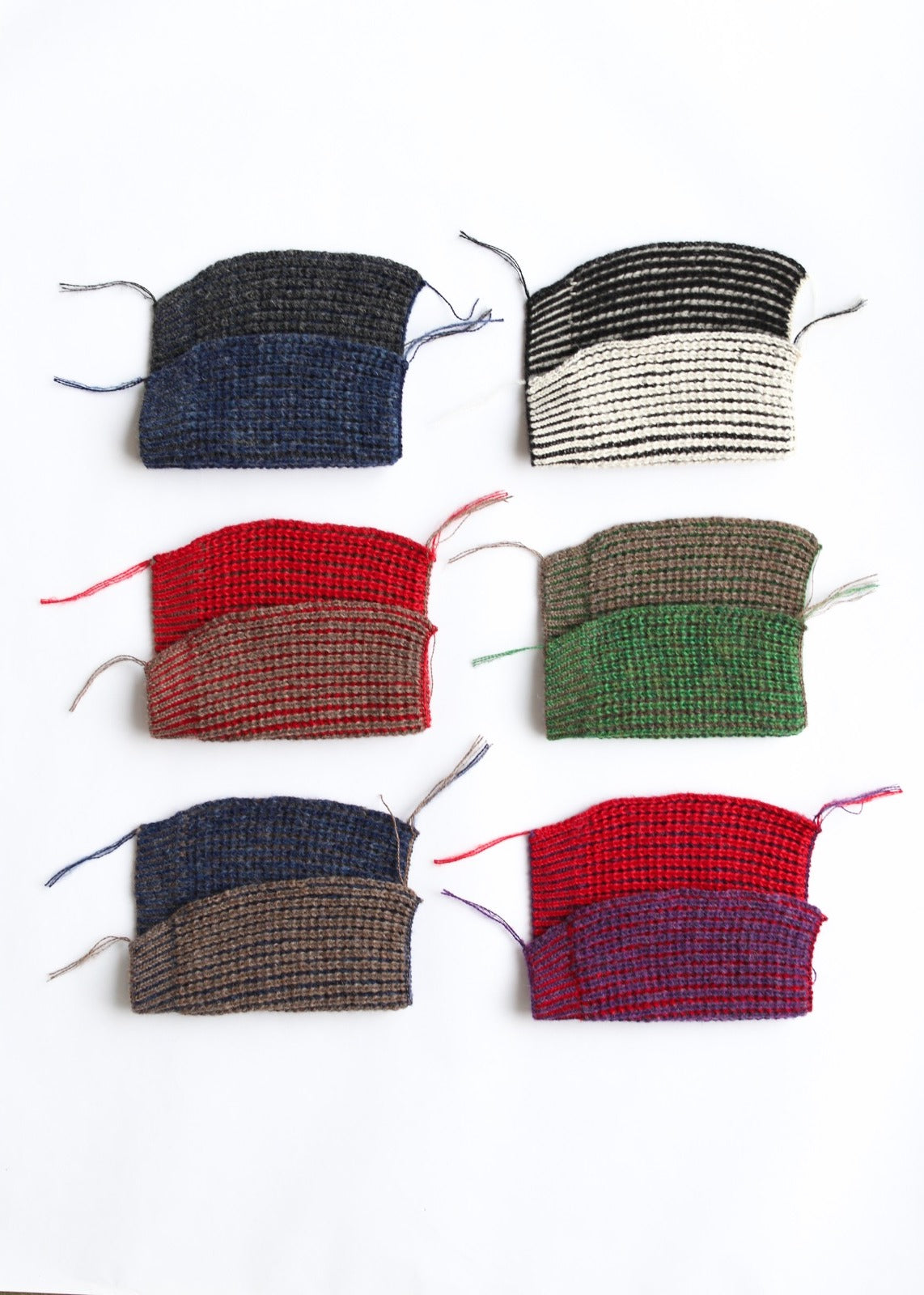 Swatches of bicolor alpaca knit