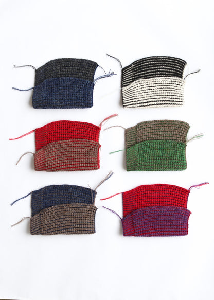 Swatches of bicolor alpaca knit
