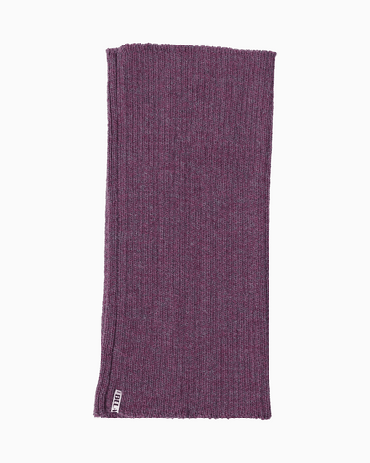 packshot of a purple alpaca knitted neck warmer against a white background