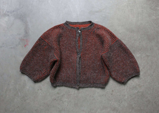 reversible oversize cardigan (red and grey)