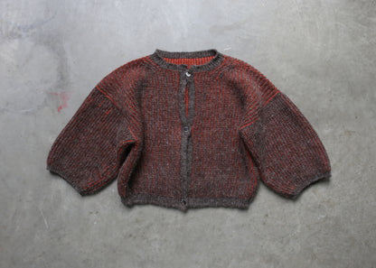 reversible oversize cardigan (red and grey)