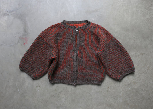 reversible oversize cardigan (red and grey)
