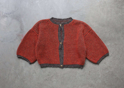 reversible oversize cardigan (red and grey)