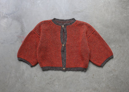 reversible oversize cardigan (red and grey)