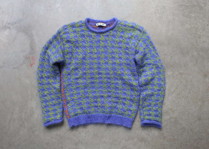 blue houndstooth sweater