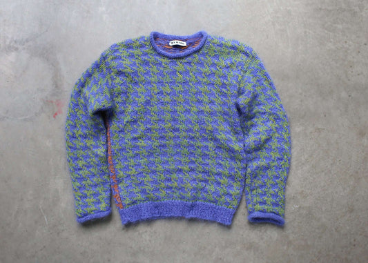 blue houndstooth sweater