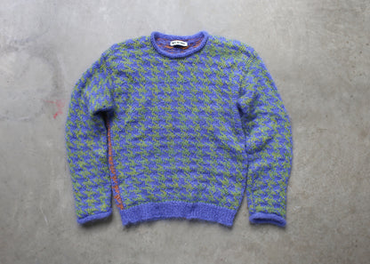 blue houndstooth sweater