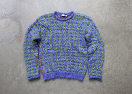 blue houndstooth sweater