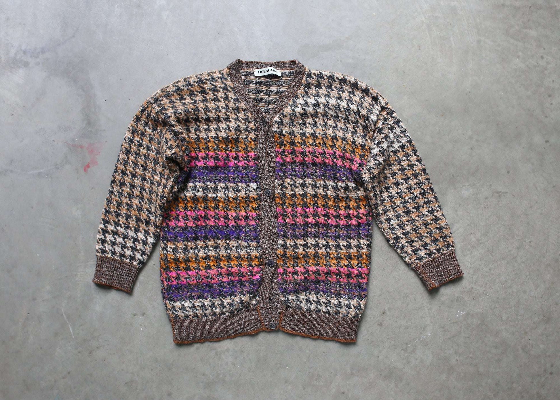 multicolor houndstooth cardigan