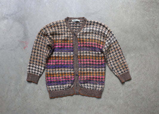 multicolor houndstooth cardigan