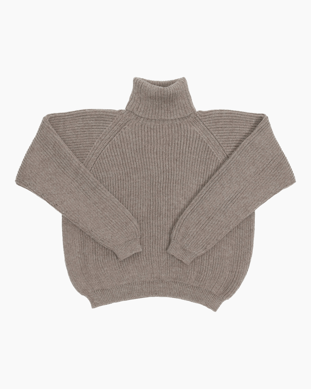 packshot of a brown cropped ribbed turtleneck