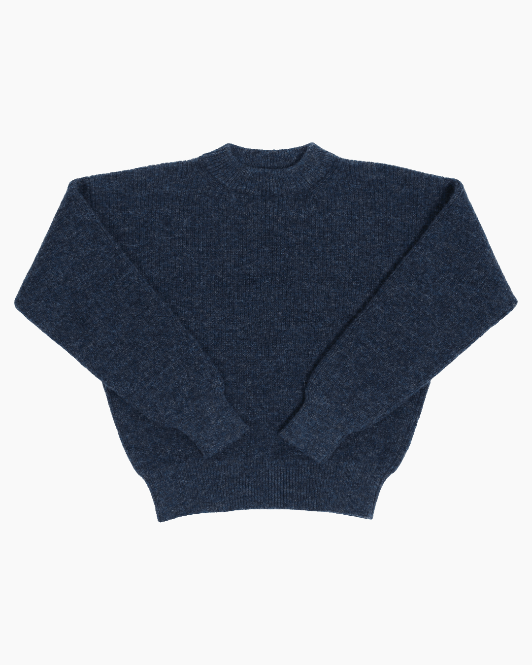 Packshot of a blue crewneck sweater