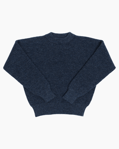 Packshot of a blue crewneck sweater