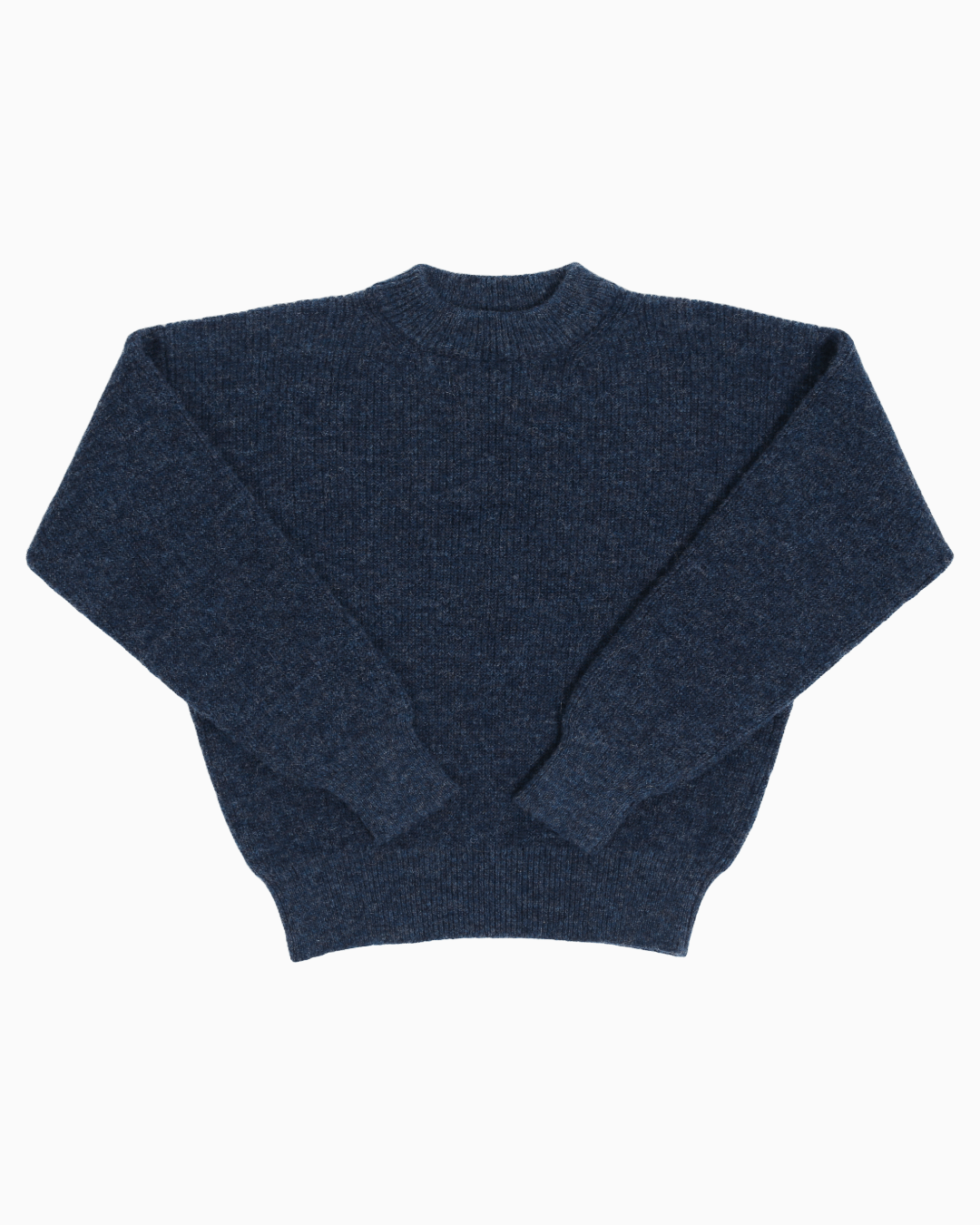 Packshot of a blue crewneck sweater
