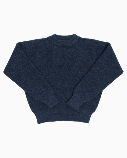 Packshot of a blue crewneck sweater