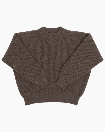 Packshot of a brown crewneck sweater