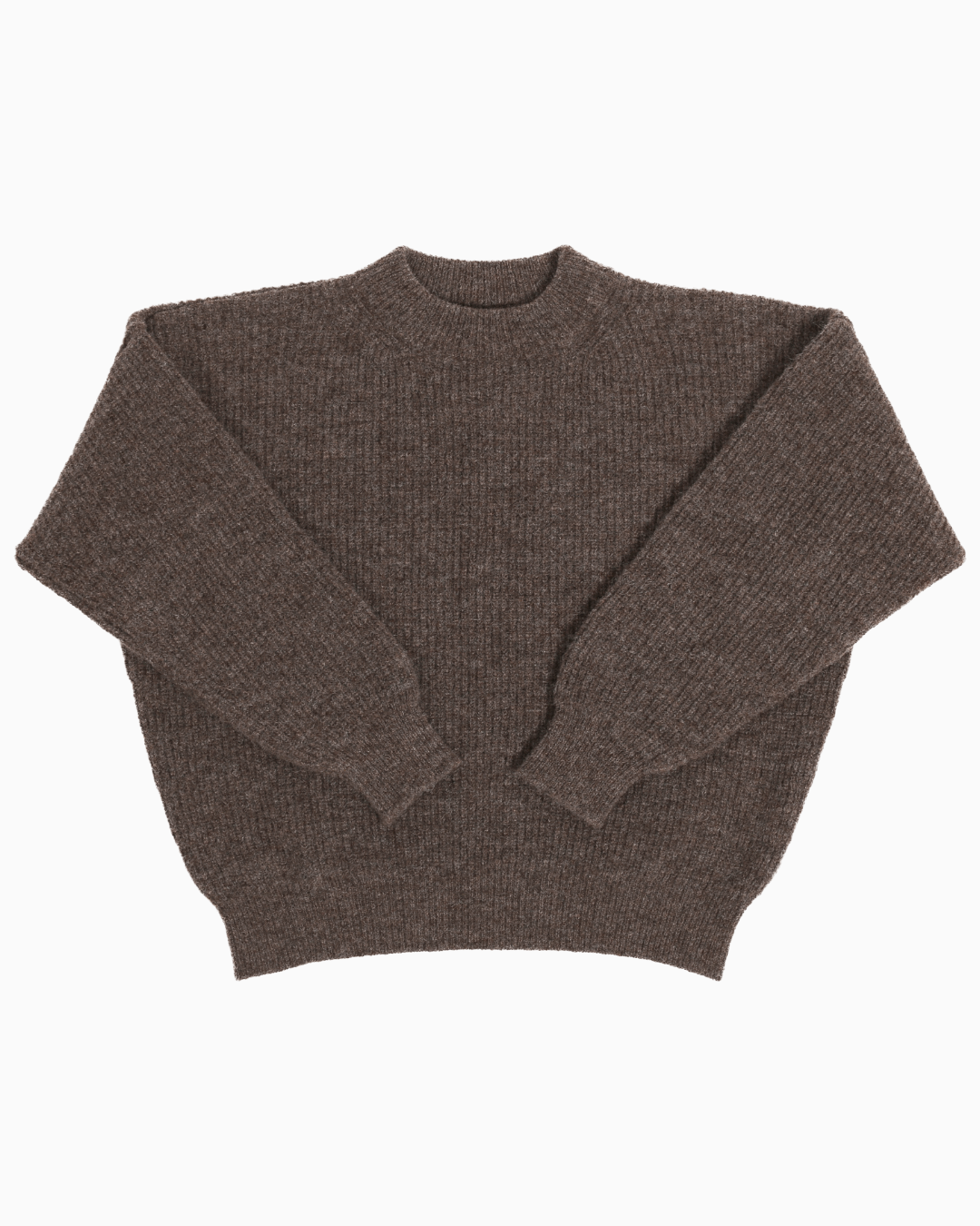 Packshot of a brown crewneck sweater