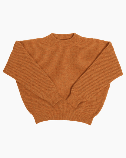Packshot of a orange crewneck sweater