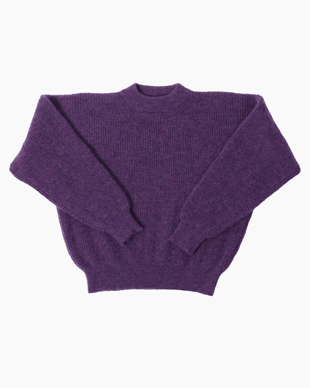 Packshot of a purple crewneck sweater