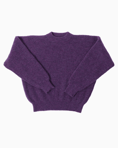 Packshot of a purple crewneck sweater