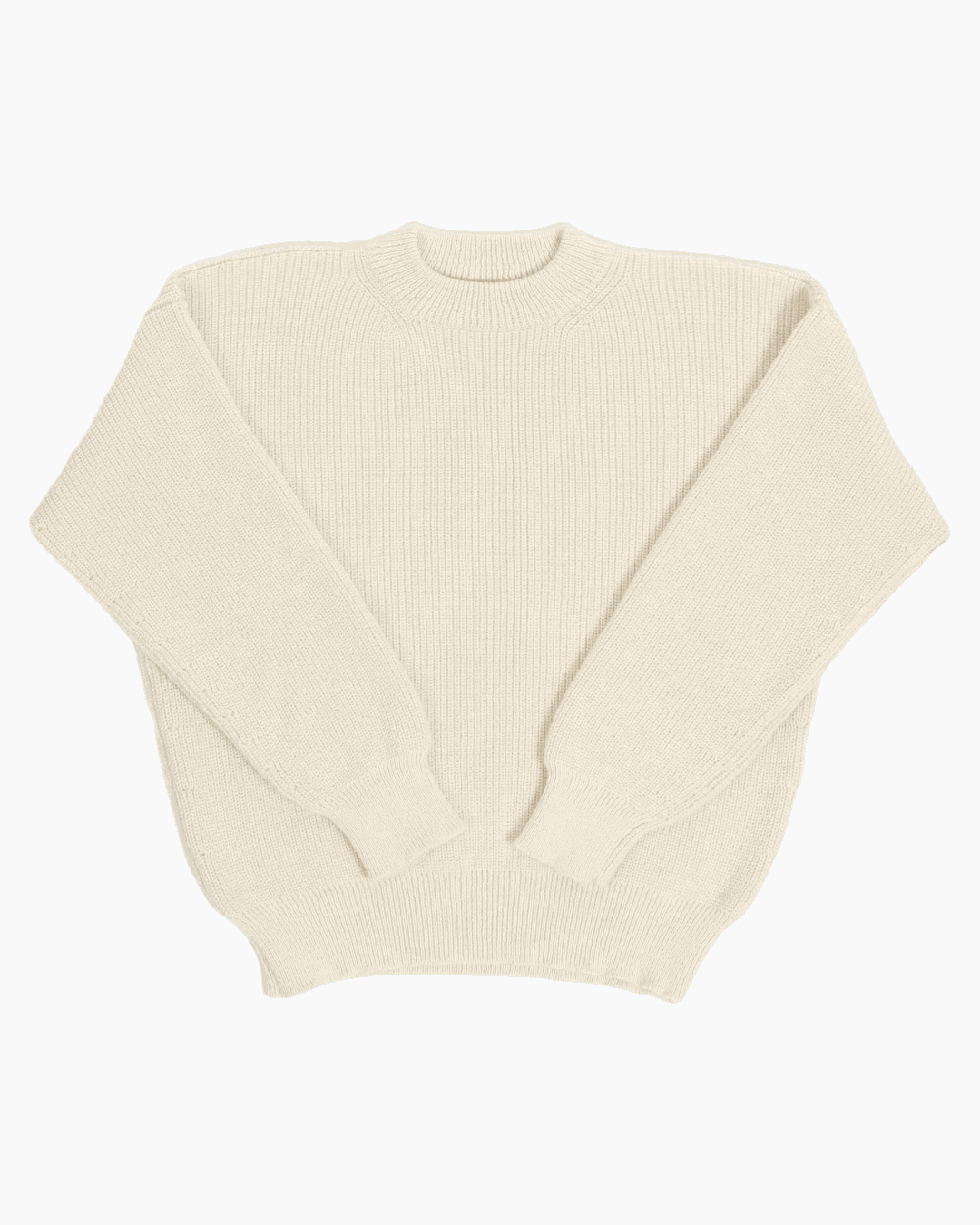 Packshot of a white crewneck sweater