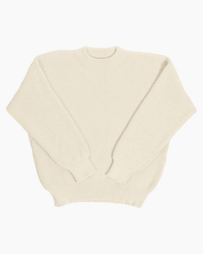 Packshot of a white crewneck sweater