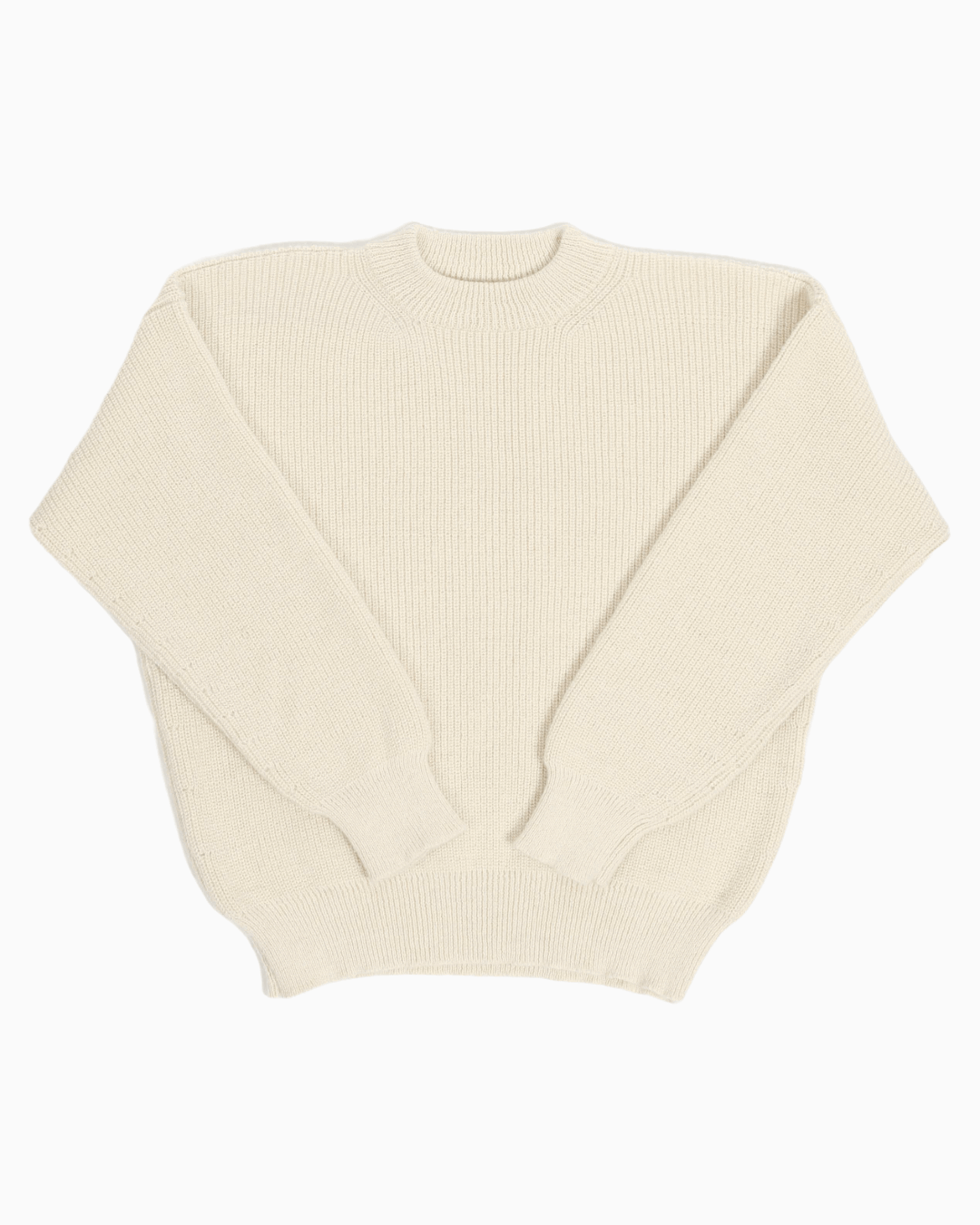 Packshot of a white crewneck sweater