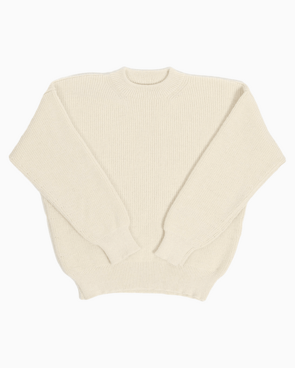 Packshot of a white crewneck sweater