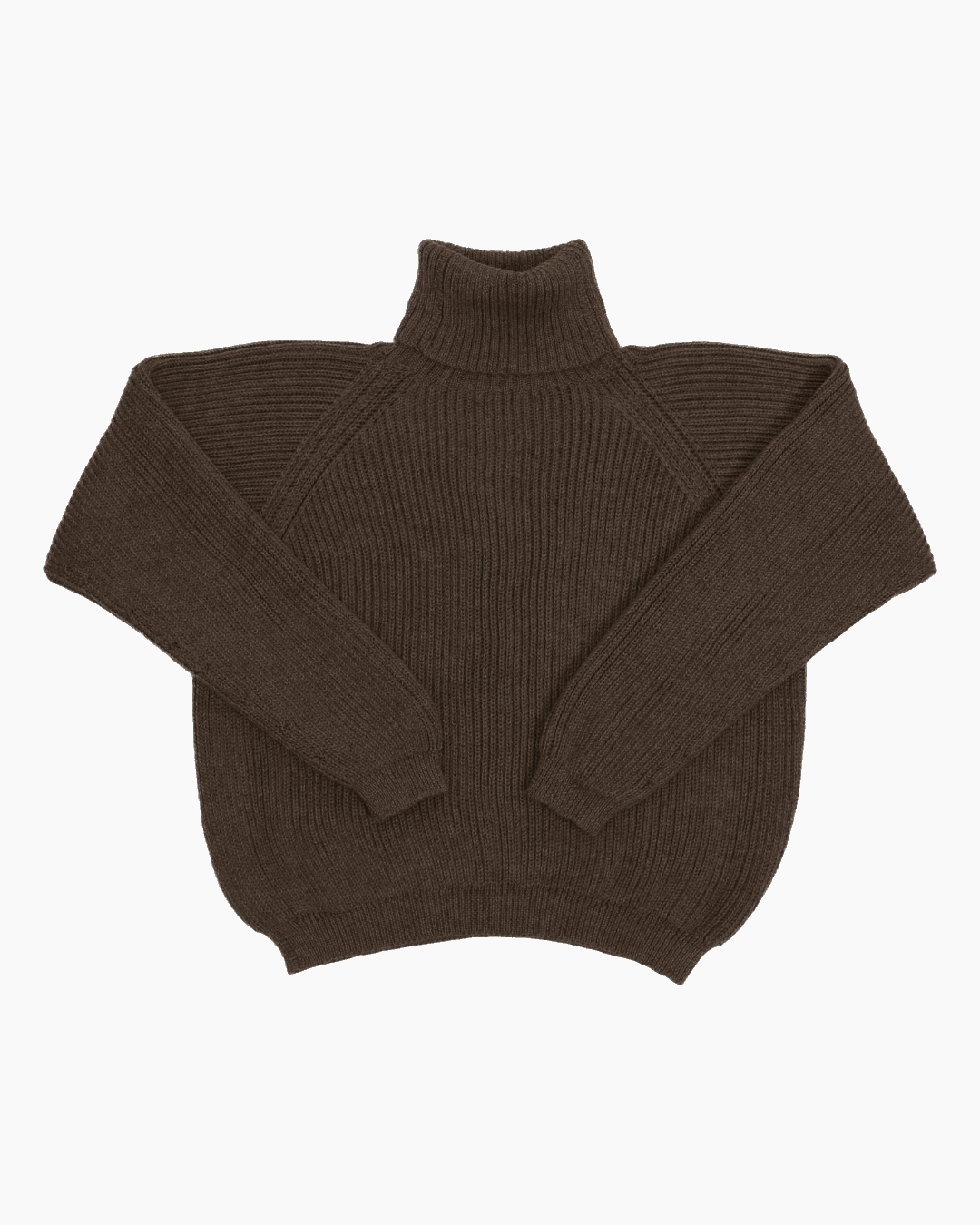 Packshot of a dark brown cropped ribbed turtleneck