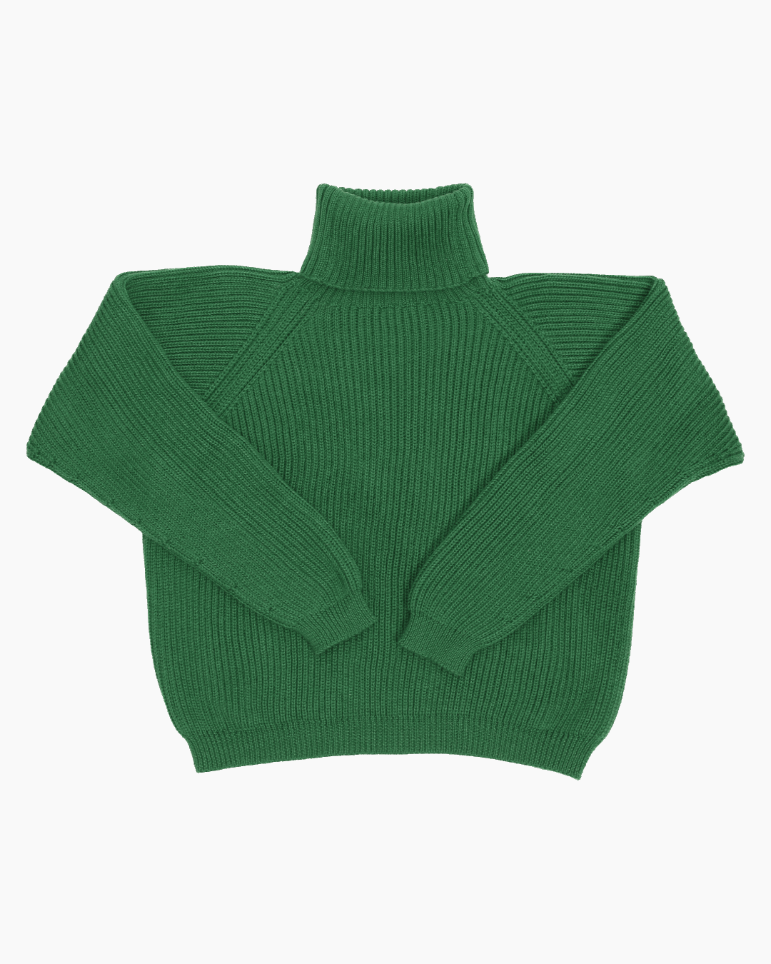 Packshot of a green cropped ribbed turtleneck