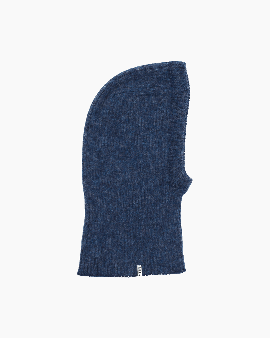 Packshot of a blue ribbed kid balaclava