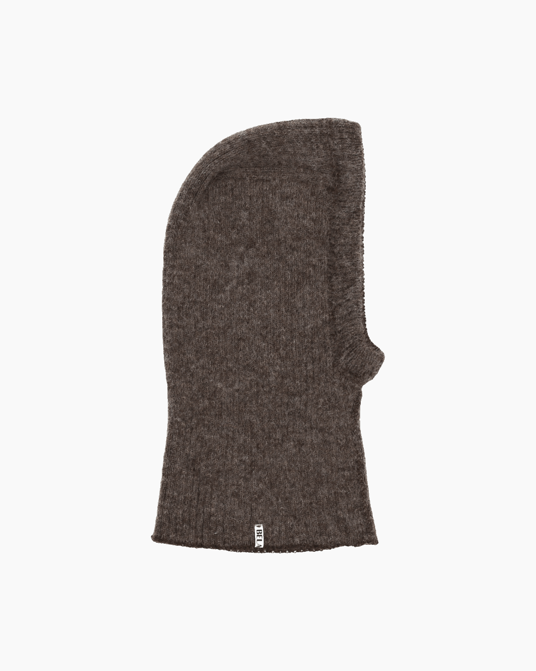 Packshot of a grey ribbed kid balaclava