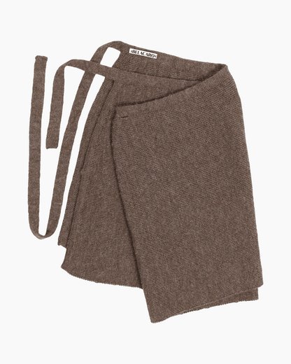 a brown knit pareo skirt on white background