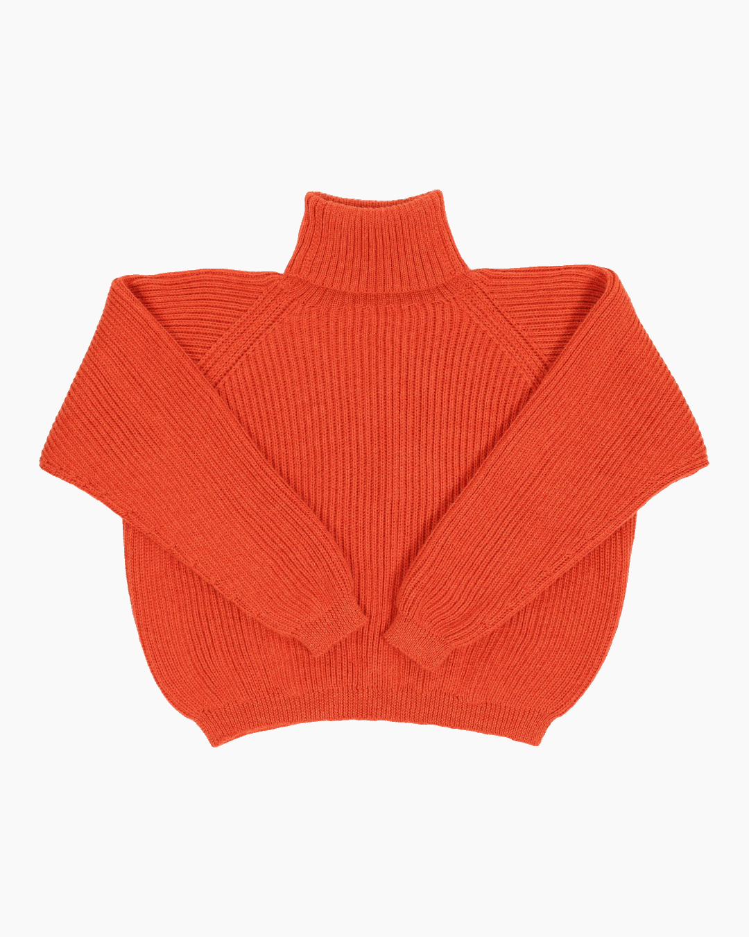 Packshot of a orange cropped ribbed turtleneck
