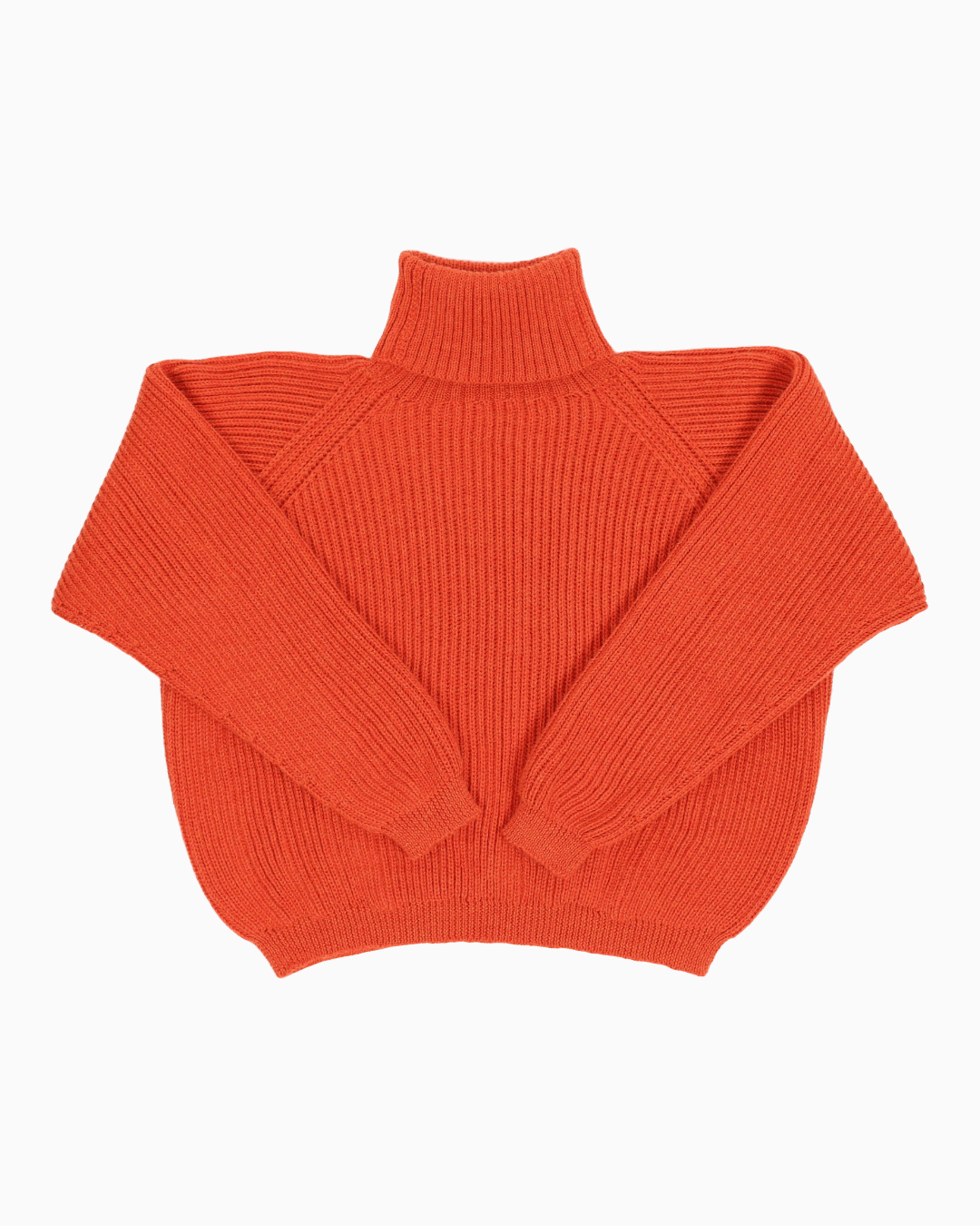 Packshot of a orange cropped ribbed turtleneck