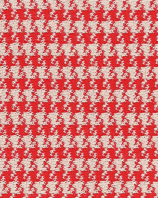Red and white houndstooth pattern knit