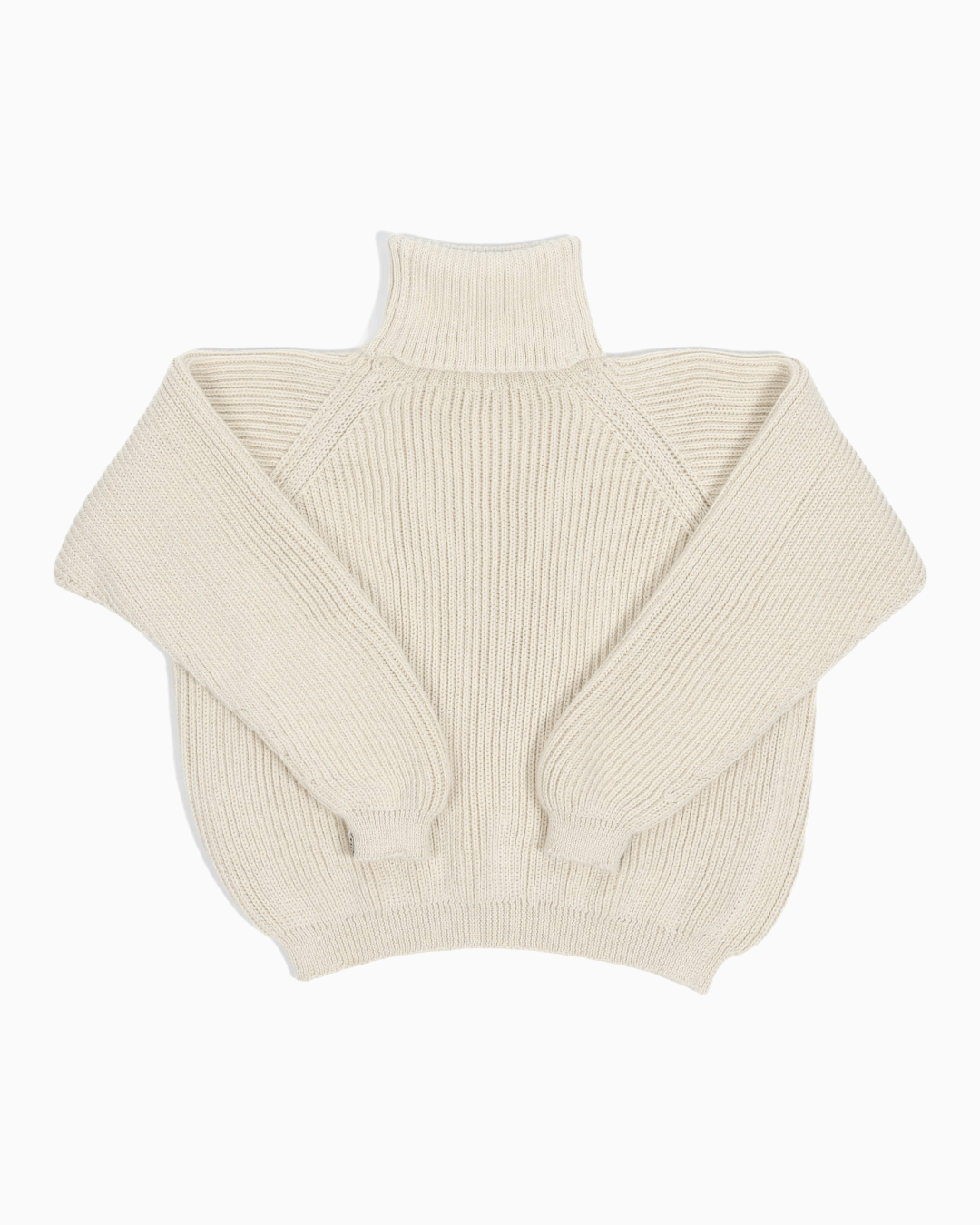 Packshot of a white cropped ribbed turtleneck
