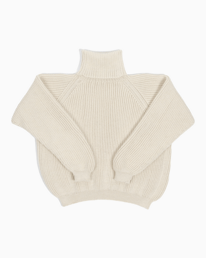 Packshot of a white cropped ribbed turtleneck